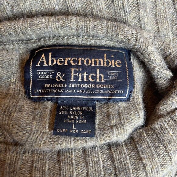 Abercrombie & Fitch Sweater Mens sz L  Brown  Ribbed Mock Neck Wool blend - Picture 4 of 5